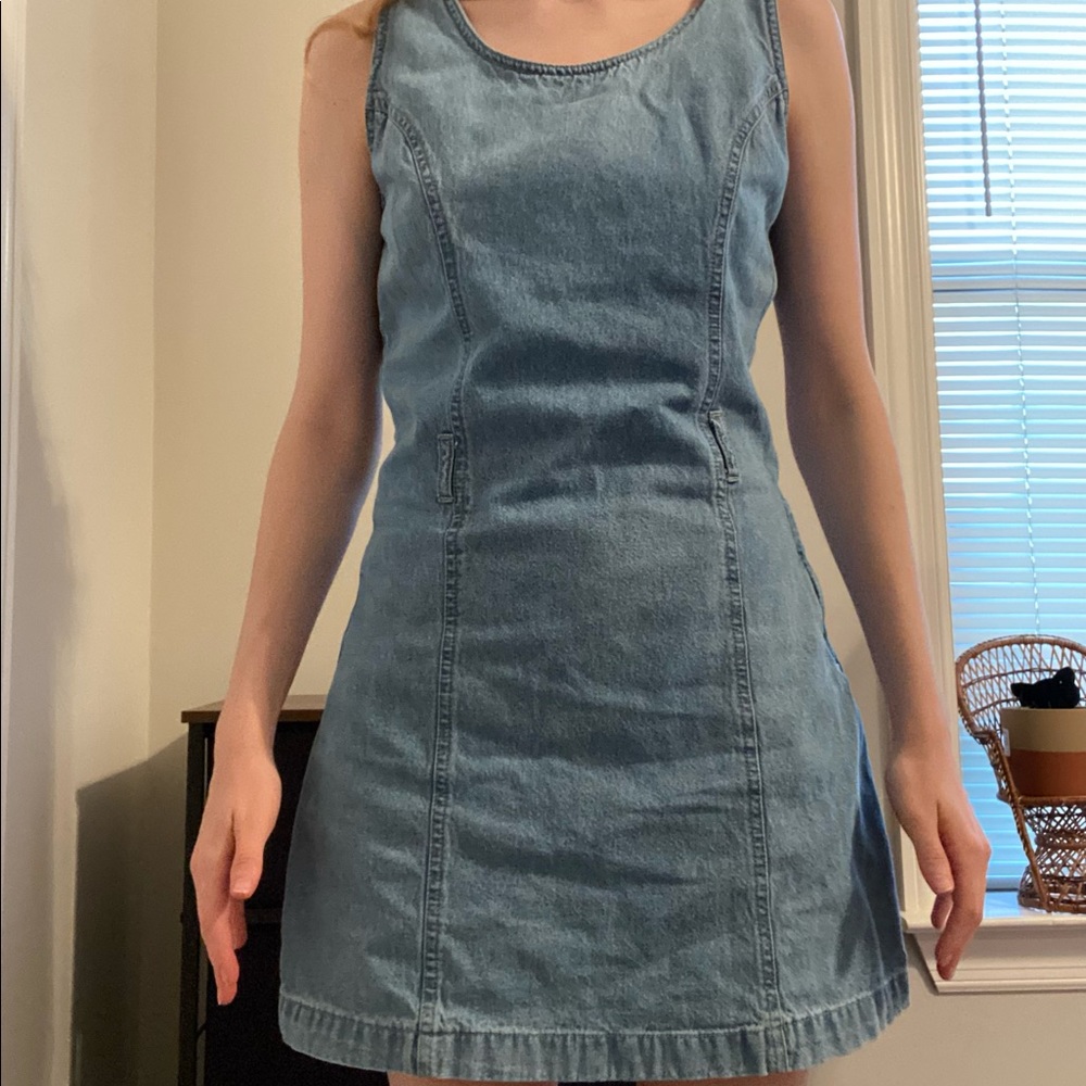 Vintage jean dress romper skort